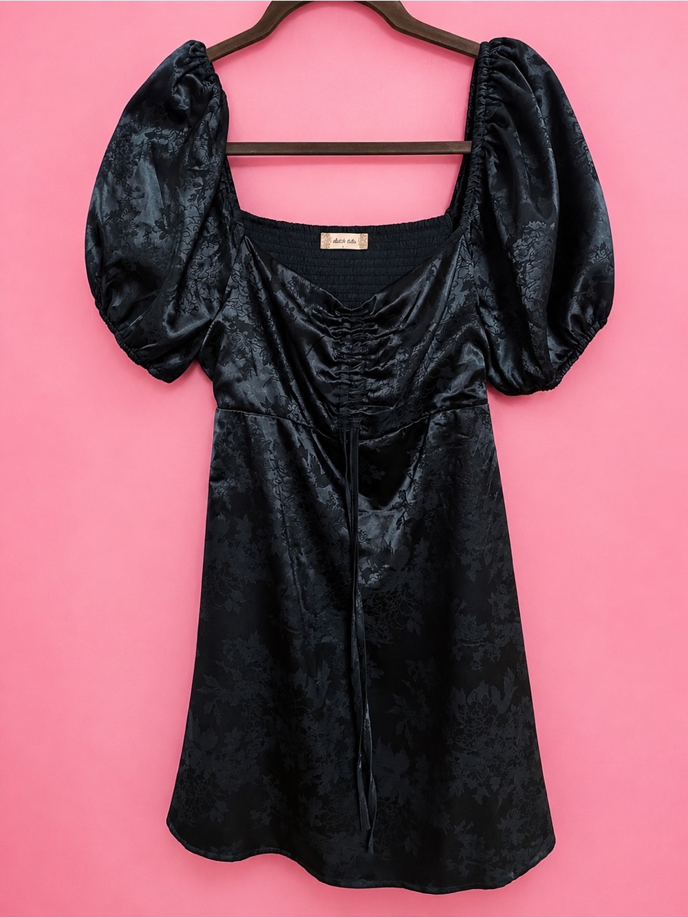 Altar'd State Black Puff-Sleeve Mini Dress